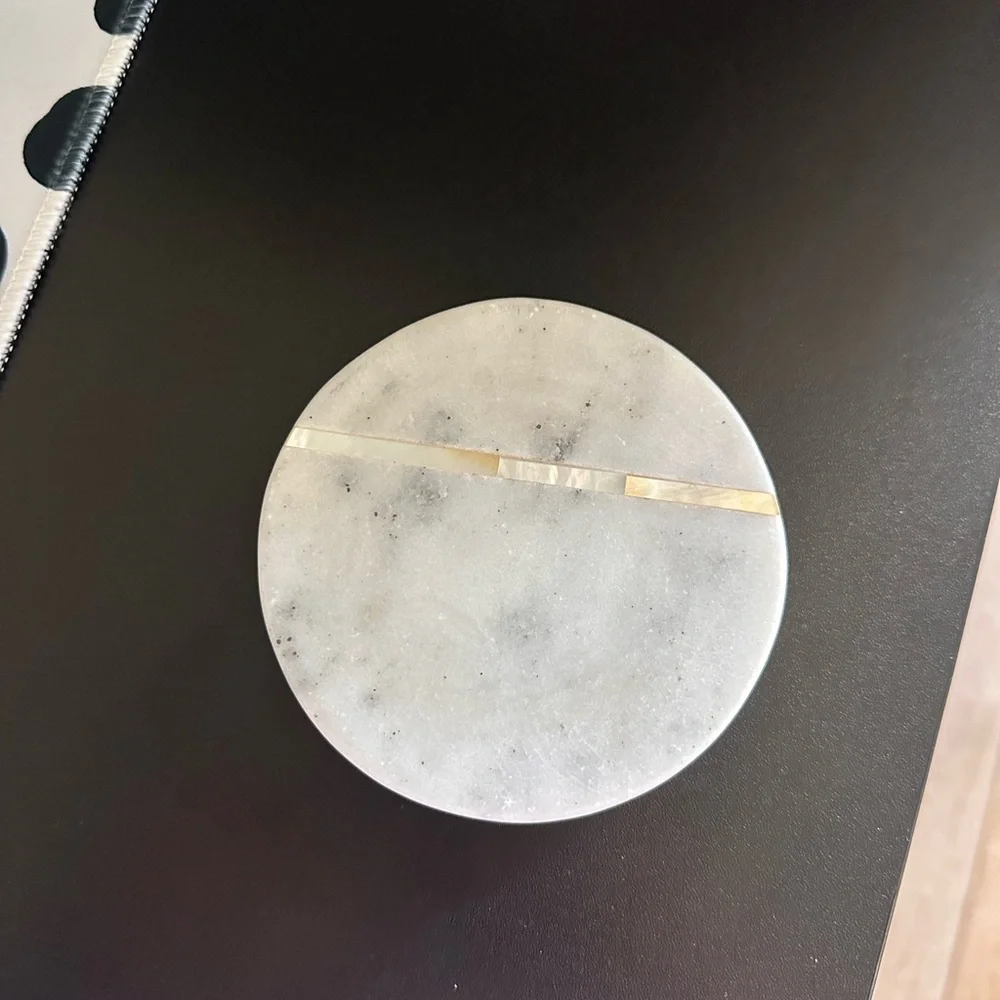Round Marble Coaster with Gold Accent
